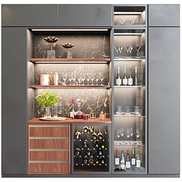 Bar Cabinet with Alcoholic Beverages 3D model image 1 