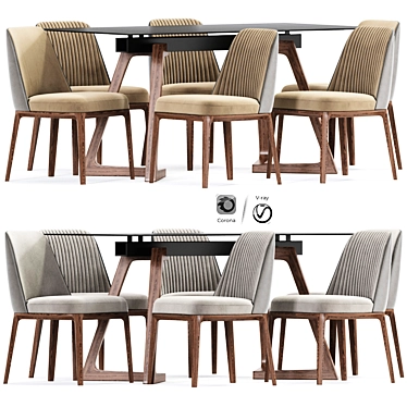 Sophie Strip Dining Chair Set 3D model image 1 