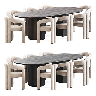 Elegant Velvet Dining Set 3D model image 1 