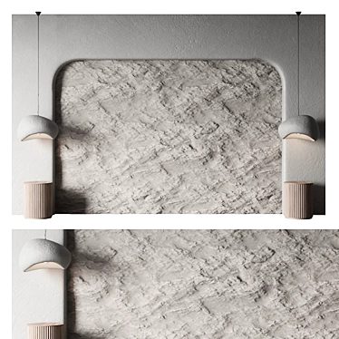 Stone Relief Bed Headboard 3D model image 1 