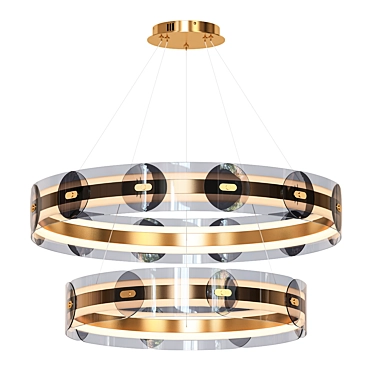 Golden Ring Chandelier Light Fixture 3D model image 1 