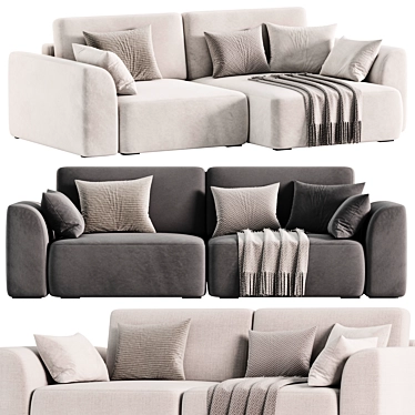 Sleek Beige Corner Sofa 3D model image 1 