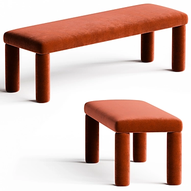 Minimalist Velvet Teja Stool 3D model image 1 