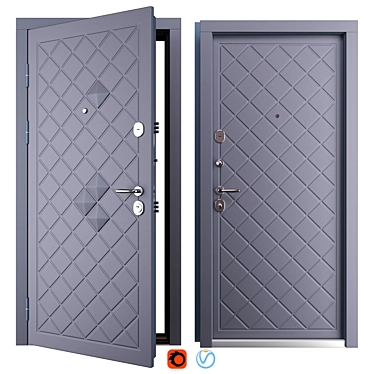 Selina Metal Entry Door Set 3D model image 1 