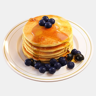 Golden Honey Pancakes 3D Model 3D model image 1 