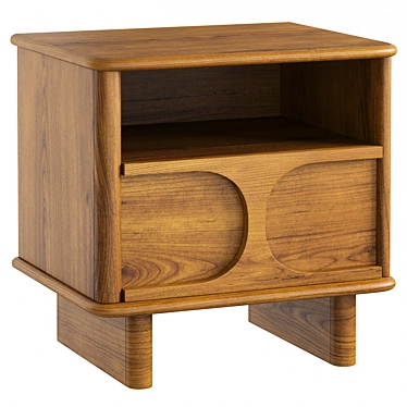 Sleek Wood Nightstand Drawer Tray 3D model image 1 