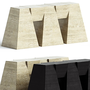 Sleek Travertine Console Table 3D model image 1 