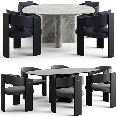 Trussardi Casa Dining Set: Andrej Table & Fence Chair 3D model image 1 