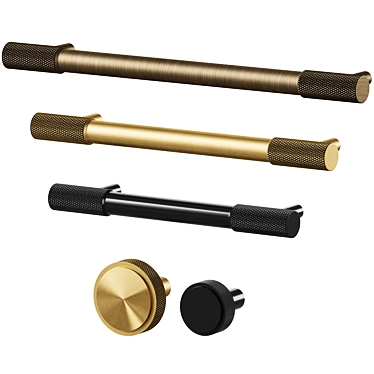 Stylish MANHATTAN Brass Handles & Knobs 3D model image 1 