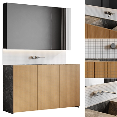 Grid Pattern Bathroom Furniture 3D model image 1 