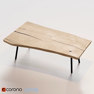 Oak Plank Coffee Table 1200x700x400 mm 3D model image 1 