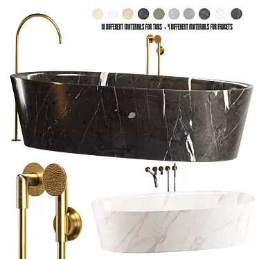 Luxury Bathtub Set with Faucets 3D model image 1 