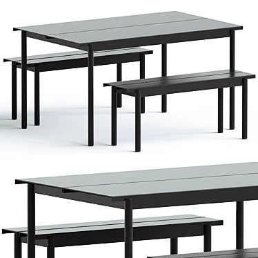 Muuto Linear Table & Bench 3D model image 1 