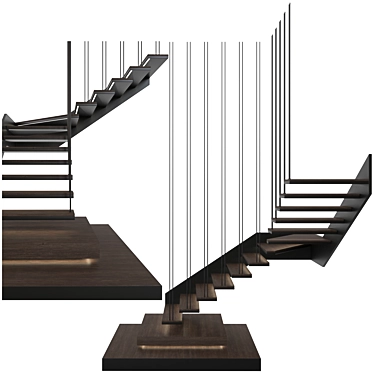 Modern Staircase 3D Model Set 3D model image 1 