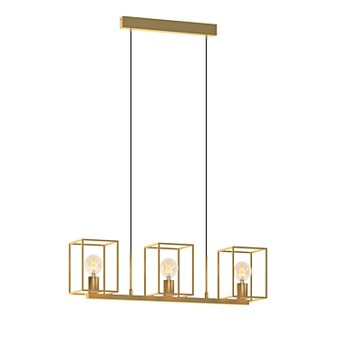 Modern Gold Cube Pendant Light 3D model image 1 