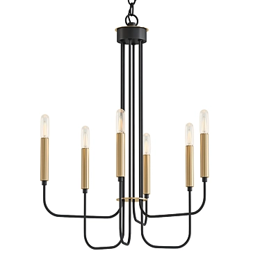 Vintage 6-Light Candle Chandelier 3D model image 1 