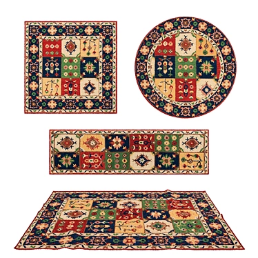 8 Rug Set with 3D Variety 3D model image 1 