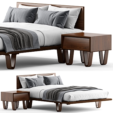 Modernica Bentwood Bed Set 3D model image 1 