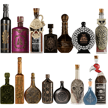 Fantasy Bottles Collection: Textured Ornaments 3D model image 1 