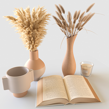 Pampas Grass Book Set 3D model image 1 