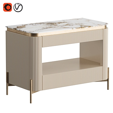 Beige Gloss Bedside Table with Marble Top 3D model image 1 