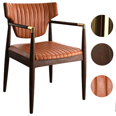 Walnut Finish Leather Dining Chair 3D model image 1 