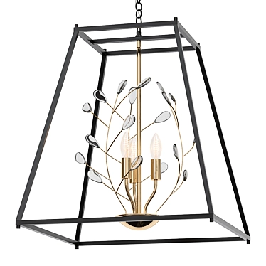 Black Gold Crystal Lantern Chandelier 3D model image 1 