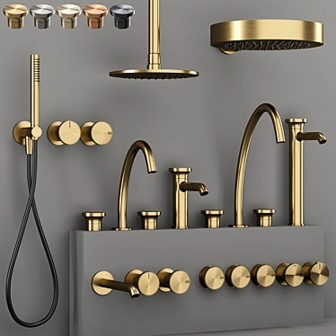 Gessi ORIGINI Bathroom Faucet Set 3D model image 1 