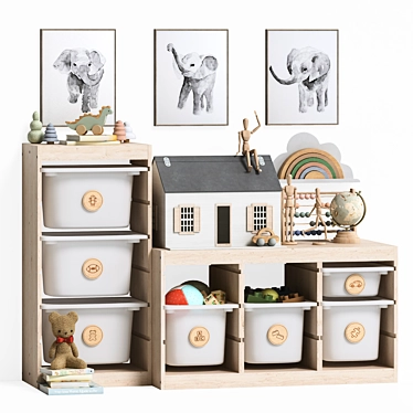 Kids Furniture & Decor Set 3D model image 1 