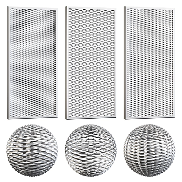 Metal Mesh Panel Set 3D model image 1 