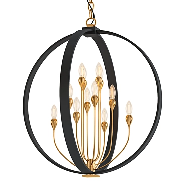 Sleek 12-Light Chandelier - Modern 3D model image 1 