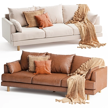 Premium 3-Seater Sofa: Luxury Living 3D model image 1 