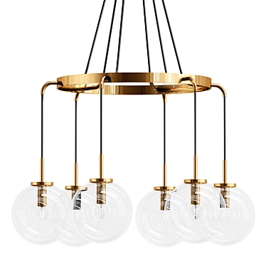 Antique Brass Round Chandelier.Vector. 3D model image 1 