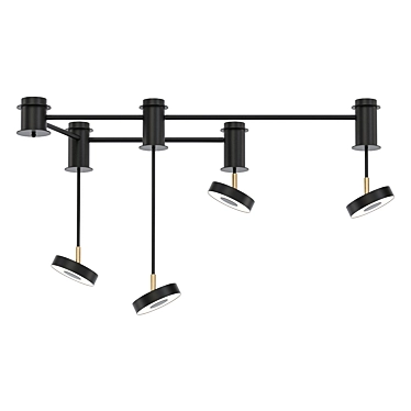 Black Ceiling Lamp with 4 Fixtures 3D model image 1 