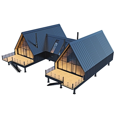 Metal Wood Sauna House Terrace 3D model image 1 