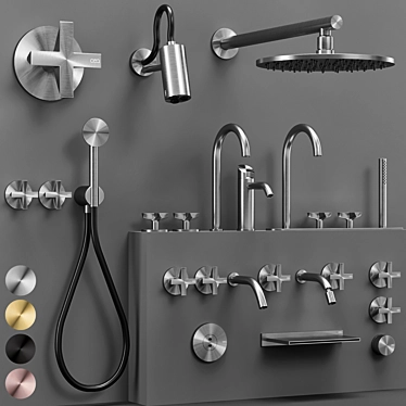 CEA CROSS Faucet Set - Versatile Elegance 3D model image 1 