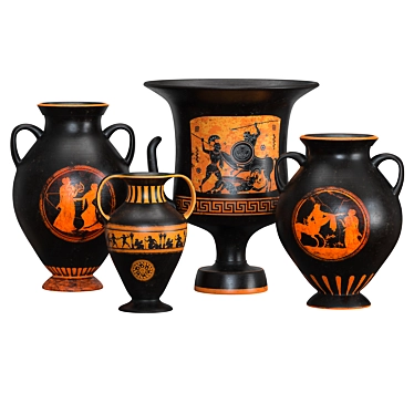 Handcrafted Ancient Greek Clay Vases 3D model image 1 