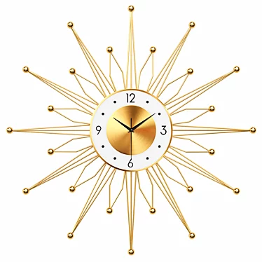 Luxury Sunburst Gold Wall Clock 3D model image 1 