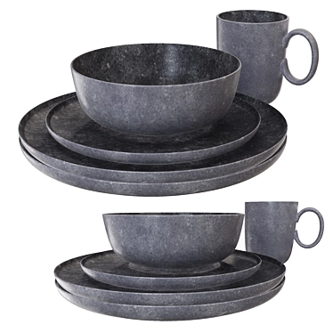 Modern Dinnerware Set 3D Model 3D model image 1 