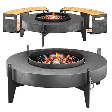 Sleek Outdoor BBQ Firepit 3D model image 1 