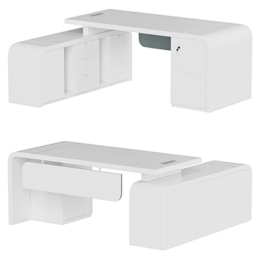 Modern White Computer Desk with Storage 3D model image 1 