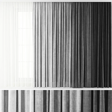 Luxury Curtain Set with Textures 3D model image 1 