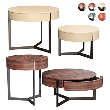 Minimalist Round Coffee Table Set 3D model image 1 