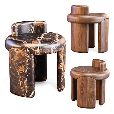 Elegance in Motion: Kafa Stool 3D model image 1 