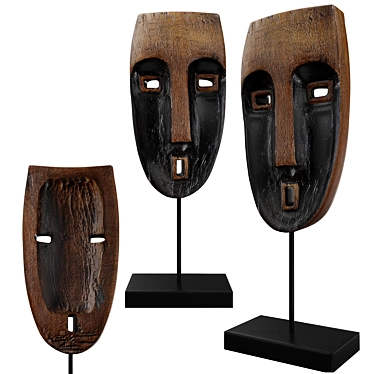 African Tribal Mask Sculpture 3D model image 1 