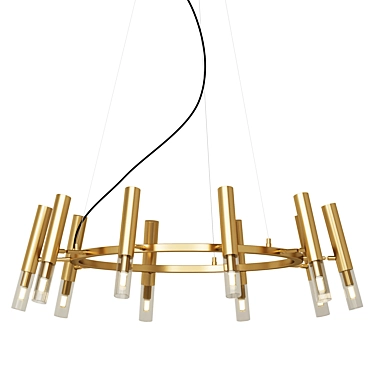 Elegant Gold Pendant Chandelier Glass 3D model image 1 