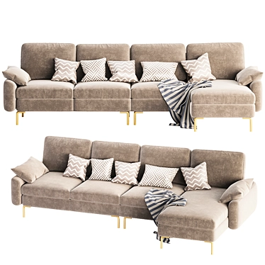 Modish Upholstered Sectional Sofa 3D model image 1 