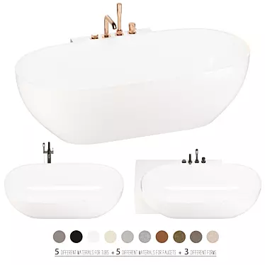 Luxury Bathtub Set with Variations 3D model image 1 