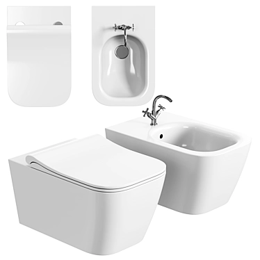 Ceramic Wall-Hung Rimless Toilet 3D model image 1 