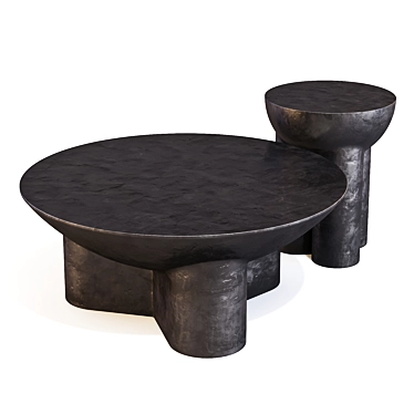 Lagos Modern Metal Drum Tables 3D model image 1 